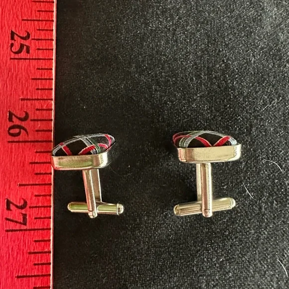 Vera Bradley Geometric Cufflinks in Black Red and Green with Box - Picture 2 of 6